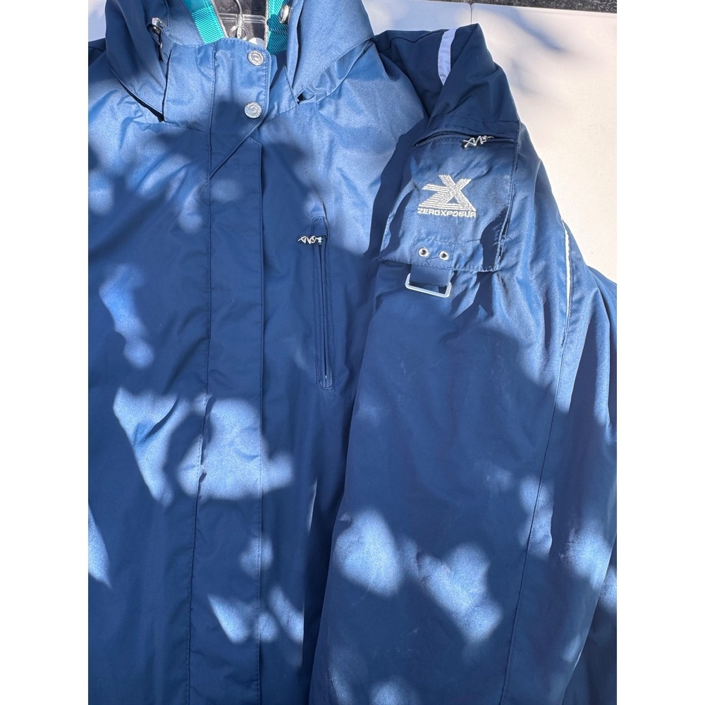 ZeroXposur Women's 2X3-in-1 Systems Winter Ski Jacket Blue Faux Fur Teal Plaid